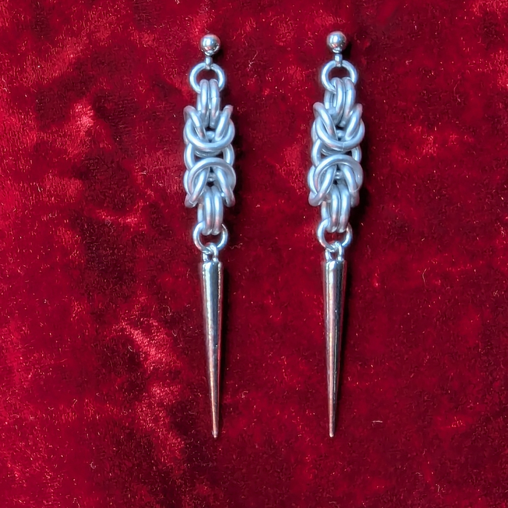 Byzantine Chainmail Spike Earrings